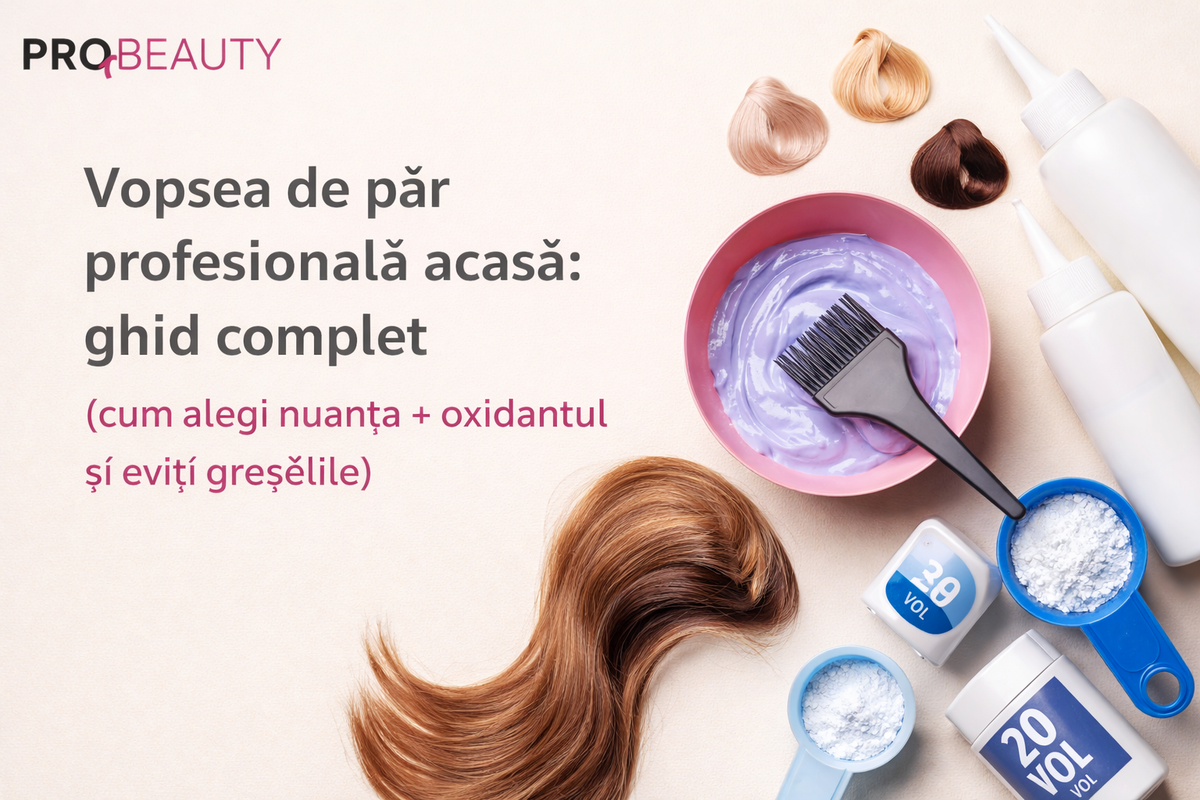 Vopsea de păr profesională acasă: ghid complet (cum alegi nuanța + oxidantul și eviți greșelile)