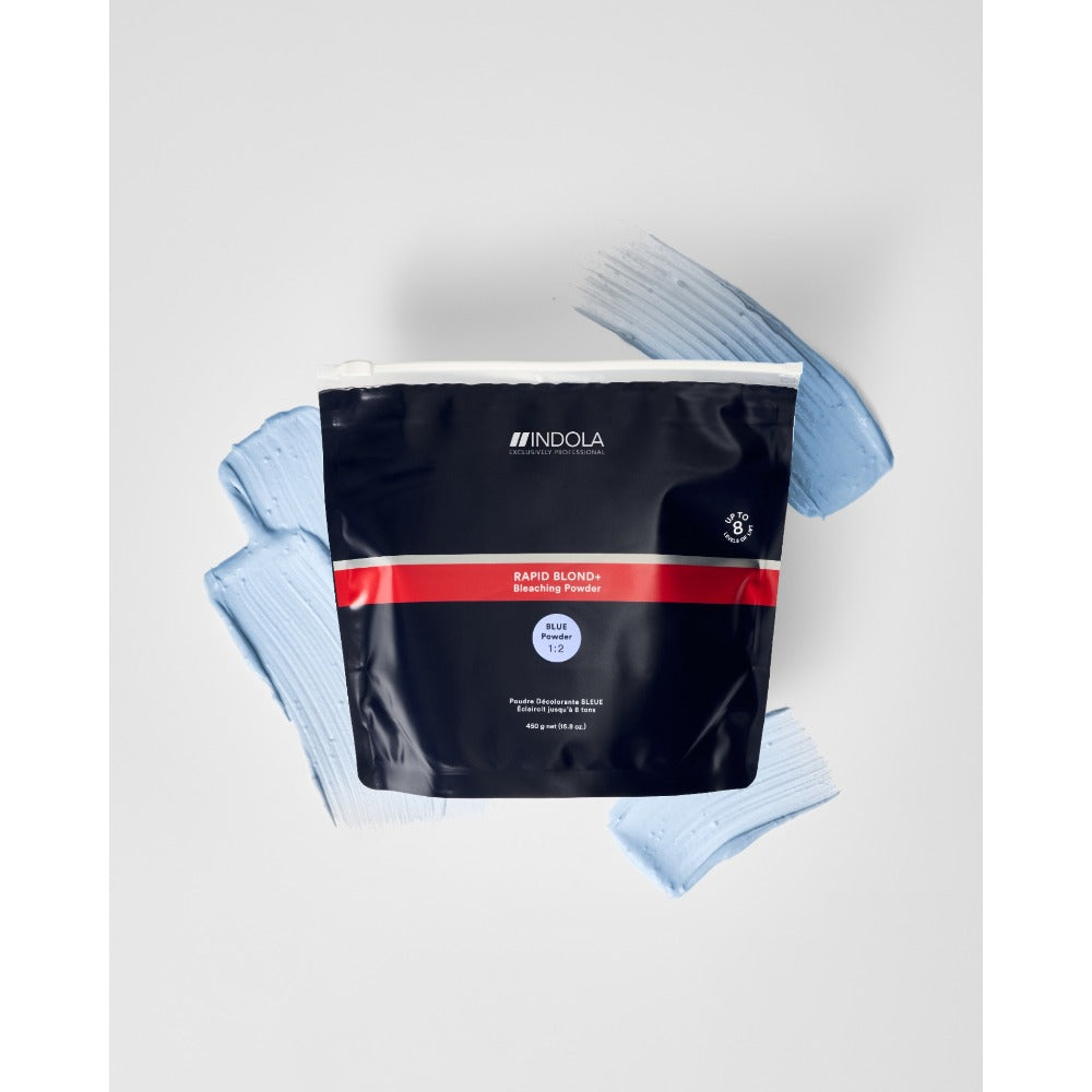 Indola Rapid Blond+ Kék Szőkítőpor 450g – Professzionális Szőkítés Akár 8 Árnyalat Világosításával