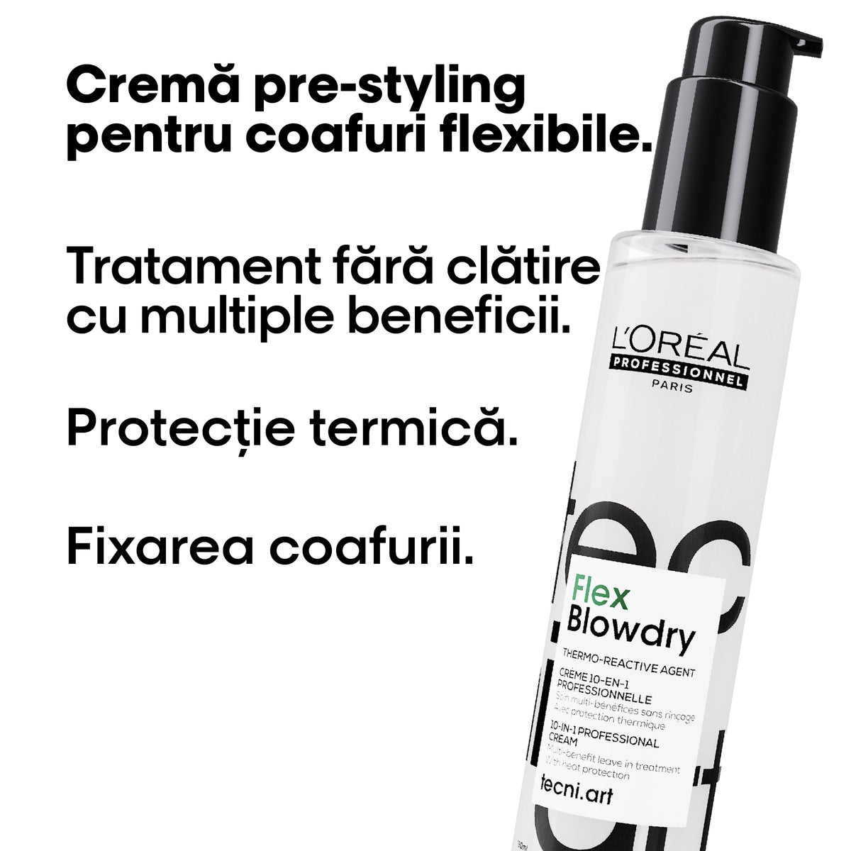 L’Oréal Professionnel Tecni.Art Flex Blowdry – Professzionális 10 az 1-ben hajban maradó krém hővédelemmel, szilikonmentes, 190 ml