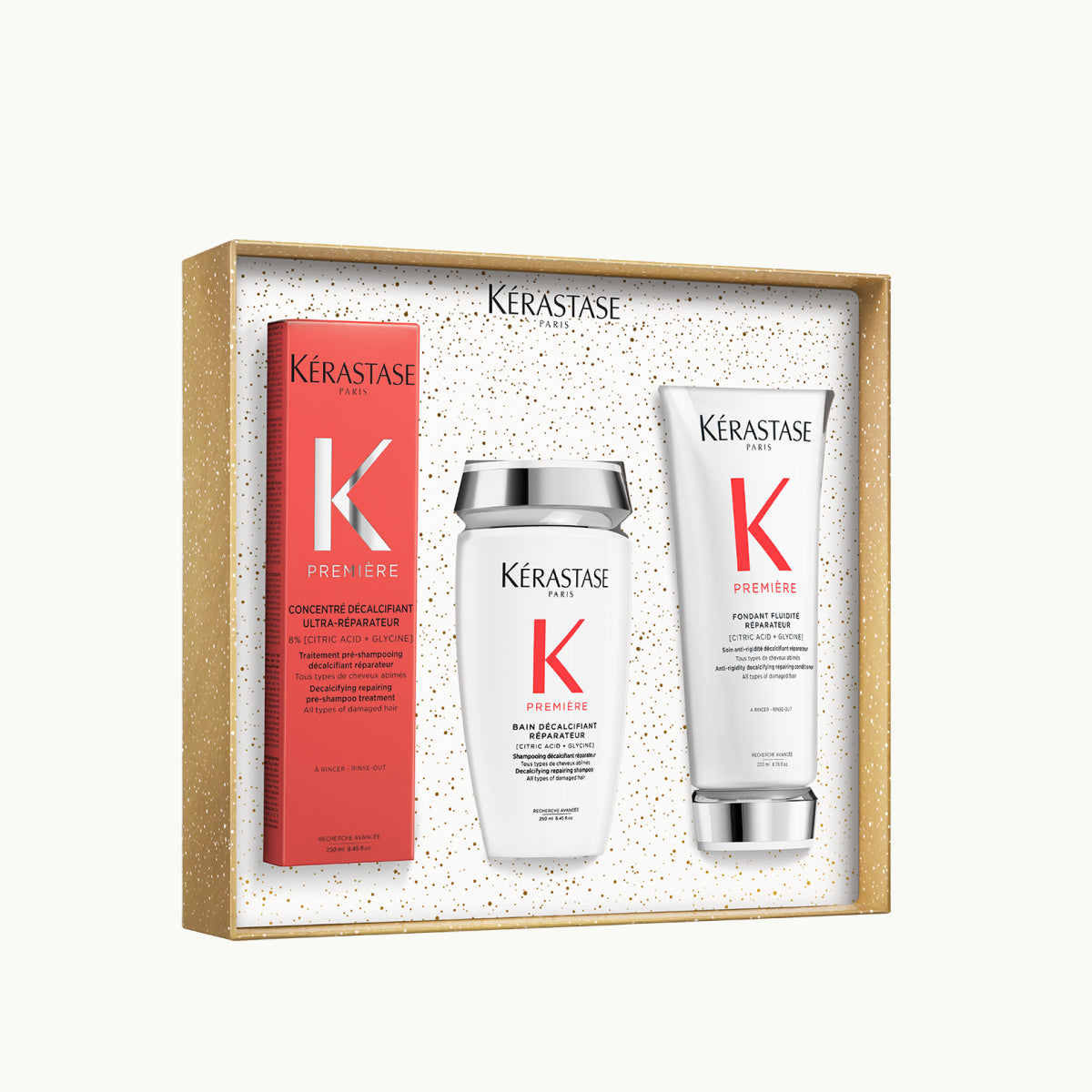 Kérastase Première Fondant Holidays 2025 – Helyreállító és Vízkőoldó Ajándékszett: Concentré 250 ml + Bain 250 ml + Fondant 200 ml