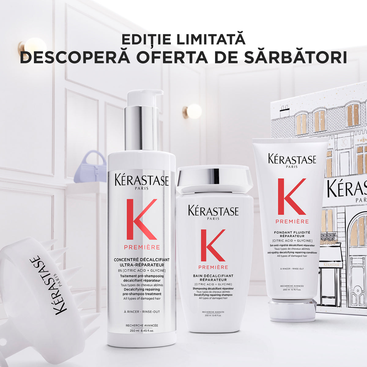 Kérastase Première Fondant Holidays 2025 – Helyreállító és Vízkőoldó Ajándékszett: Concentré 250 ml + Bain 250 ml + Fondant 200 ml