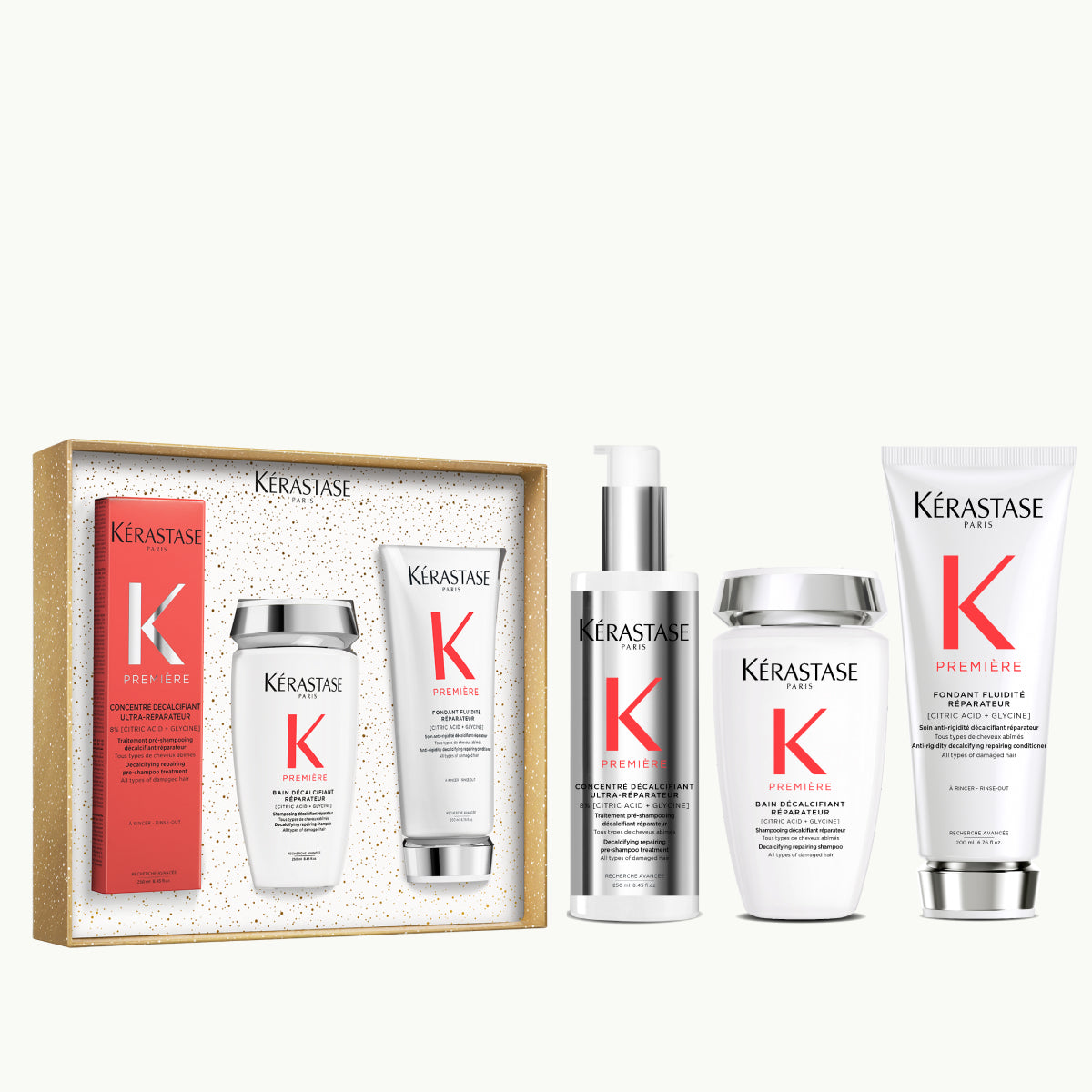 Kérastase Première Fondant Holidays 2025 – Helyreállító és Vízkőoldó Ajándékszett: Concentré 250 ml + Bain 250 ml + Fondant 200 ml