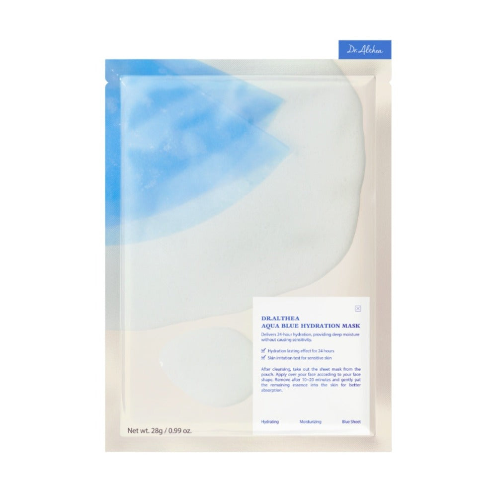 Dr. Althea Aqua Blue Hydration Mask – Intenzíven Hidratáló, Niacinamiddal, Azulénnel és Bambuszvízzel Áztatott Fátyolmaszk, 28g