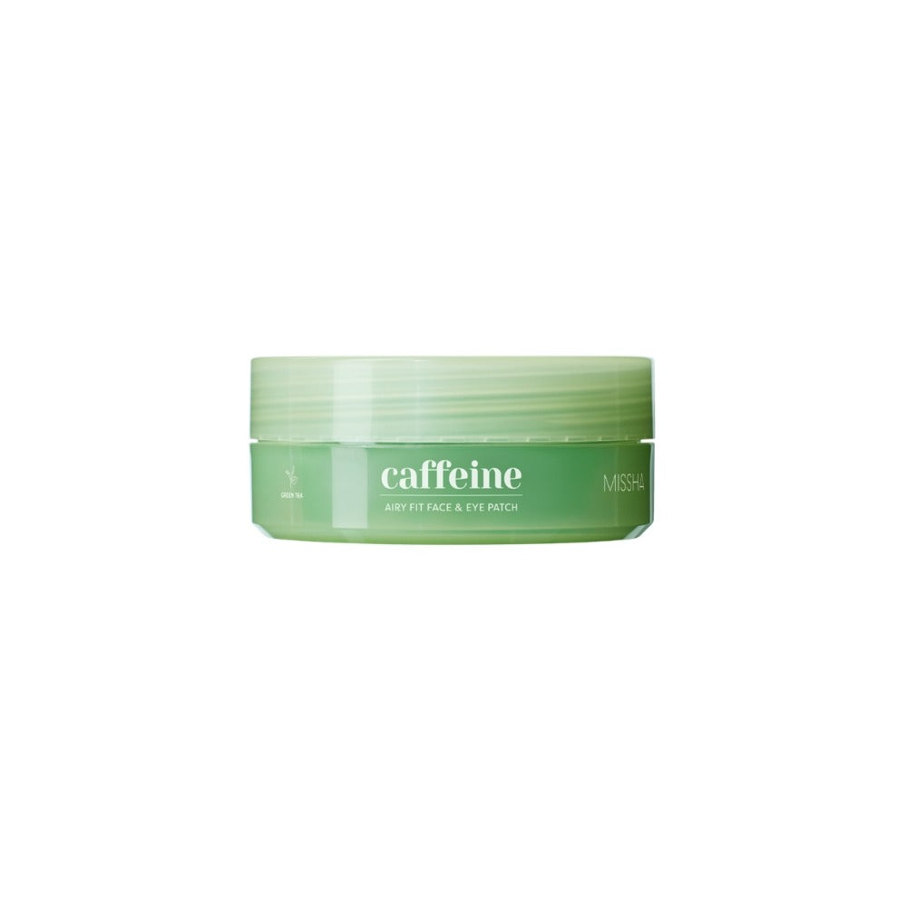 MISSHA Airy Fit Caffeine Depuffing Face & Eye Patch 60 buc – Patch-uri Hidrogel pentru Ochi și Față, Anti-Pungi, Anti-Cearcăne, Efect Lifting și Hidratare Intensă