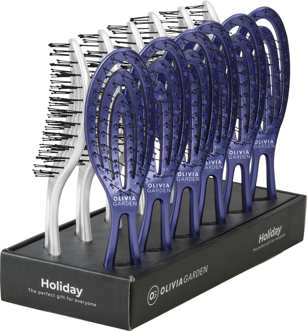 Olivia Garden Holiday Edition 2025 – Kijelző 12 db Professzionális Kefe Violet Mist & Silver Snow, Limitált Kiadás