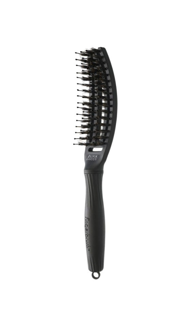 Olivia Garden FingerBrush Combo Small Full Black – Professzionális antisztatikus hajkefe a kibontáshoz és a sima felülethez