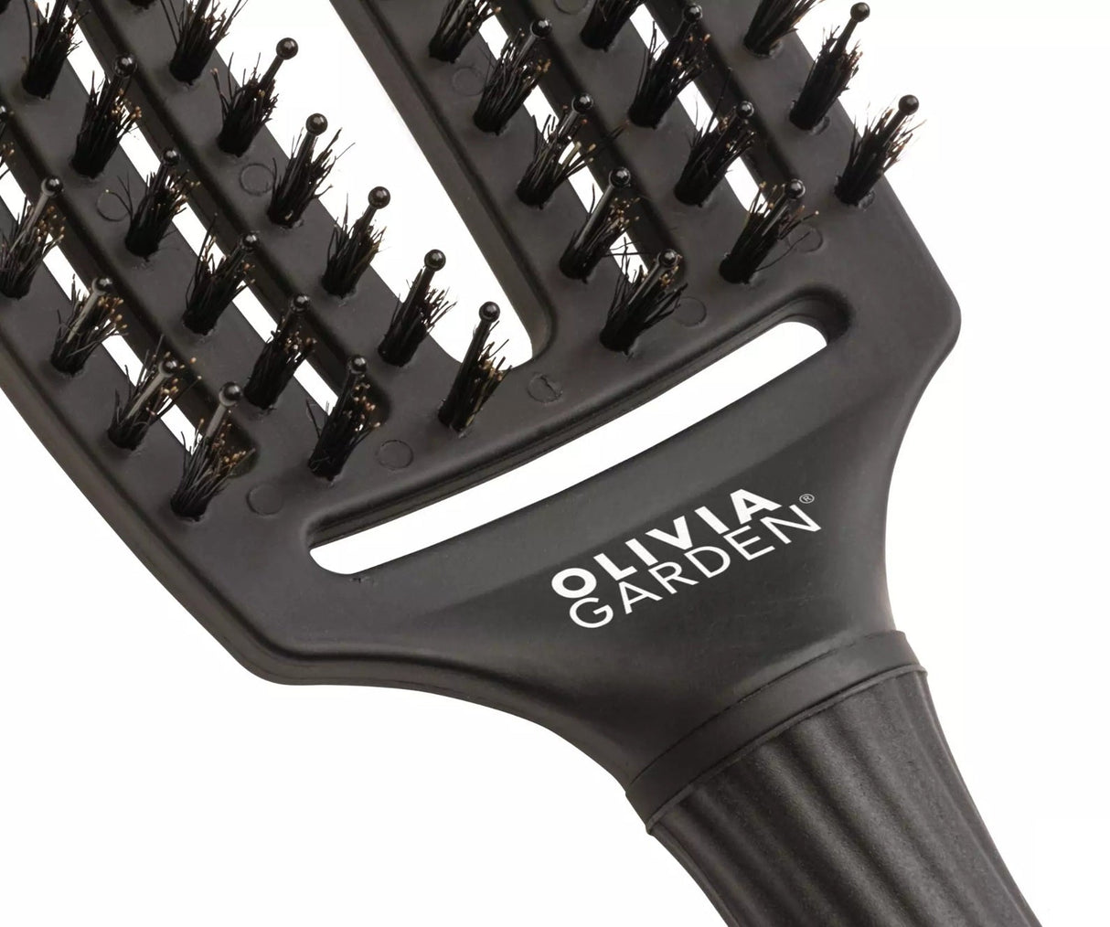 Olivia Garden FingerBrush Combo Medium Full Black – Professzionális antisztatikus hajkefe vaddisznósörtével és nylon sörtével