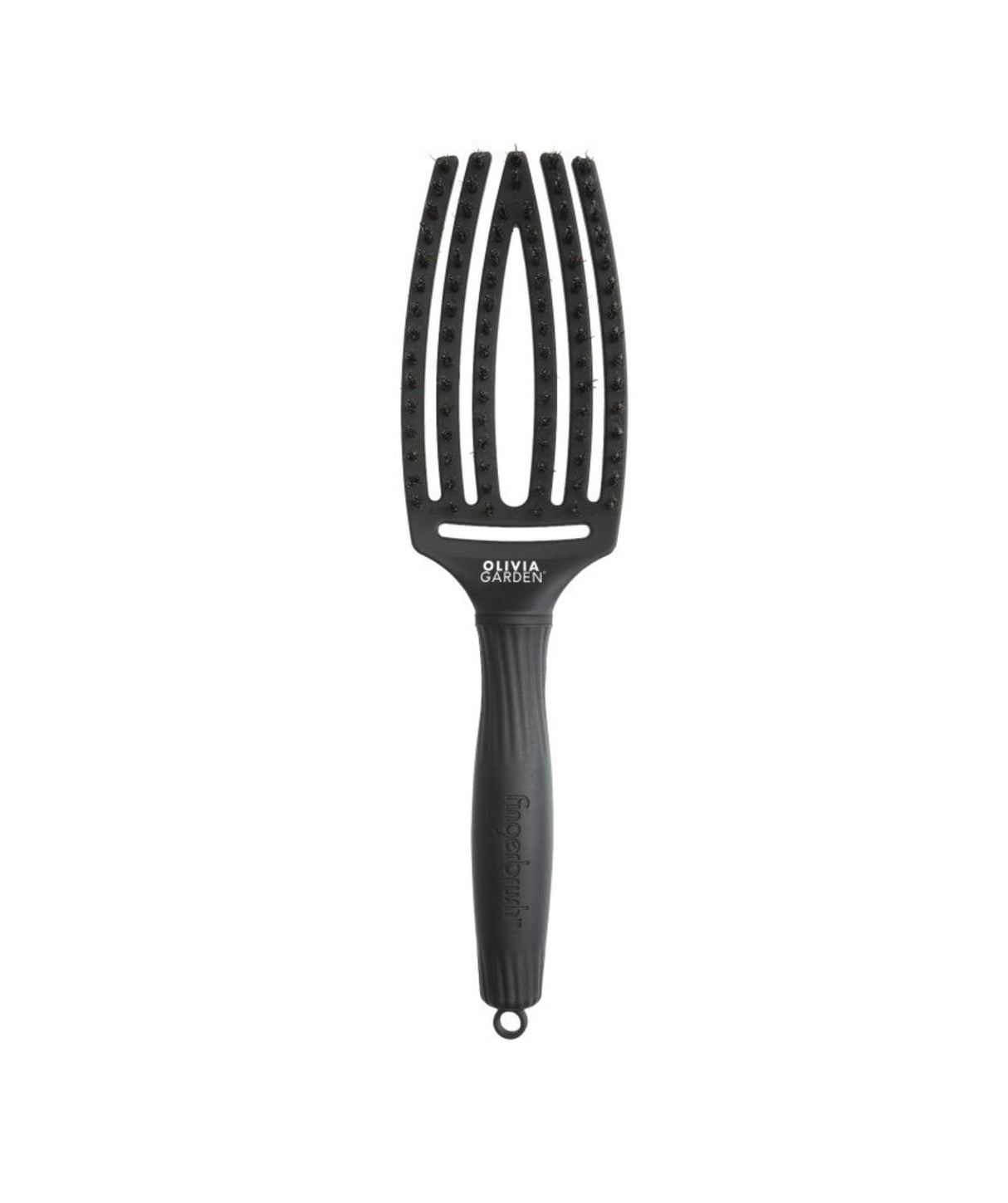 Olivia Garden FingerBrush Combo Medium Full Black – Professzionális antisztatikus hajkefe vaddisznósörtével és nylon sörtével