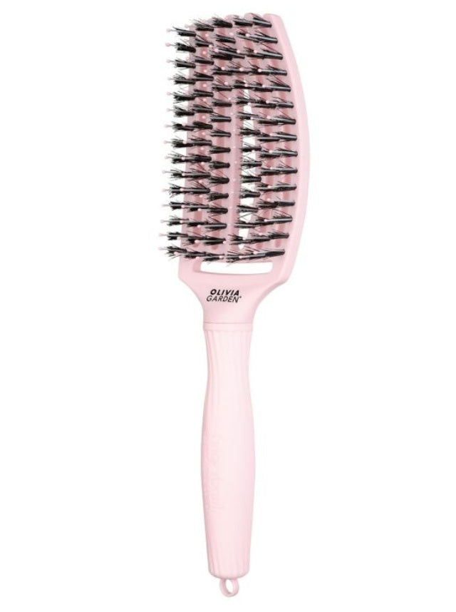 Olivia Garden FingerBrush Pastel Combo Medium Pink – Professzionális Kefe a Kócmentesítésért, Volumennövelésért és Természetes Fényért M
