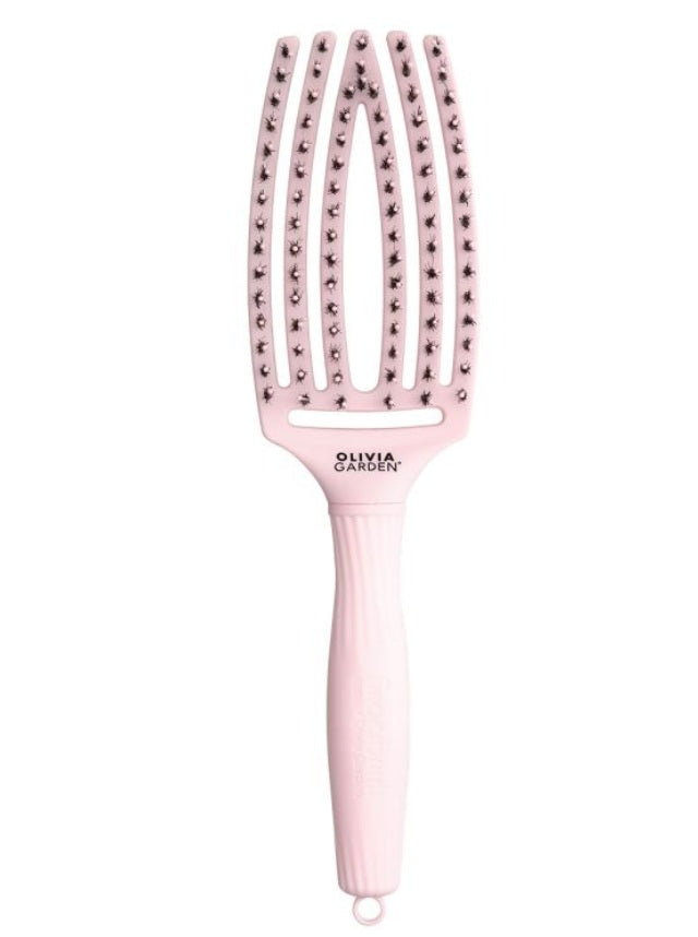 Olivia Garden FingerBrush Pastel Combo Medium Pink – Professzionális Kefe a Kócmentesítésért, Volumennövelésért és Természetes Fényért M