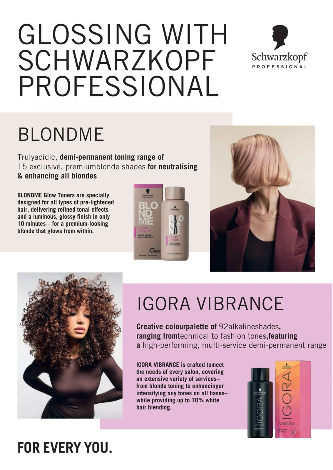 Schwarzkopf Professional BLONDME & IGORA VIBRANCE – One Pager Technikai anyag, Szőkék árnyalásának és fényesítésének útmutatója