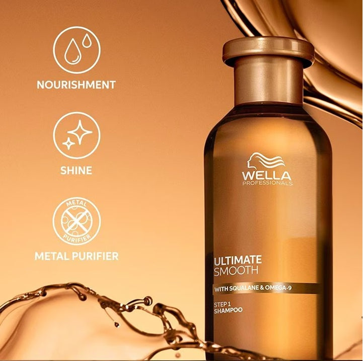 Wella Professionals Ultimate Smooth – Tápláló és Frizzelésgátló Professzionális Sampon Száraz és Lázadó Hajra 250ml