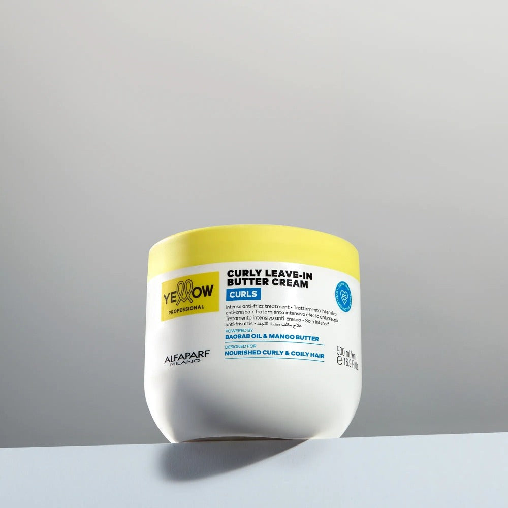 Yellow Curls Curly Butter Cream – Anti-Frizz Hajban Maradó Krém Göndör vagy Hullámos Hajra Hővédelemmel 500 ml