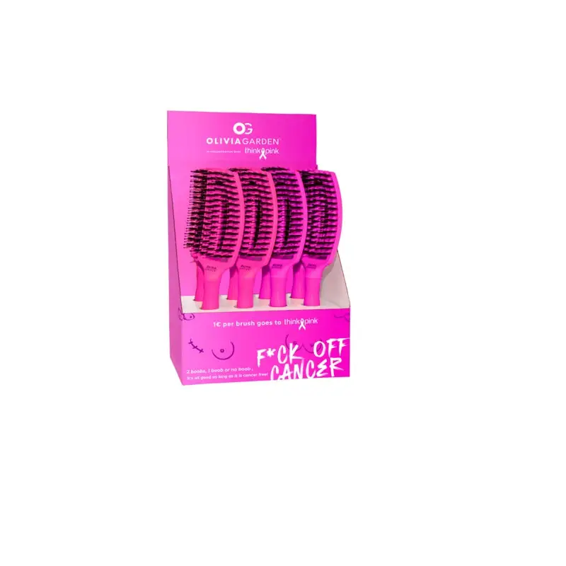 Display Cu 8 Perii Curbate Olivia Garden Fingerbrush Boar&Nylon ThinkPink 2024 - Păr