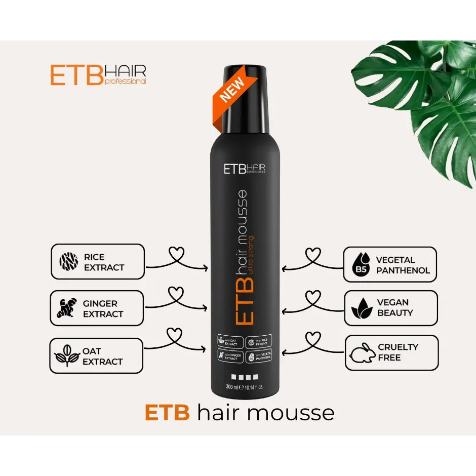 ETB Hair Professzionális Ultra Erős Hajhab Hosszantartó Hatással 300ml - Haj