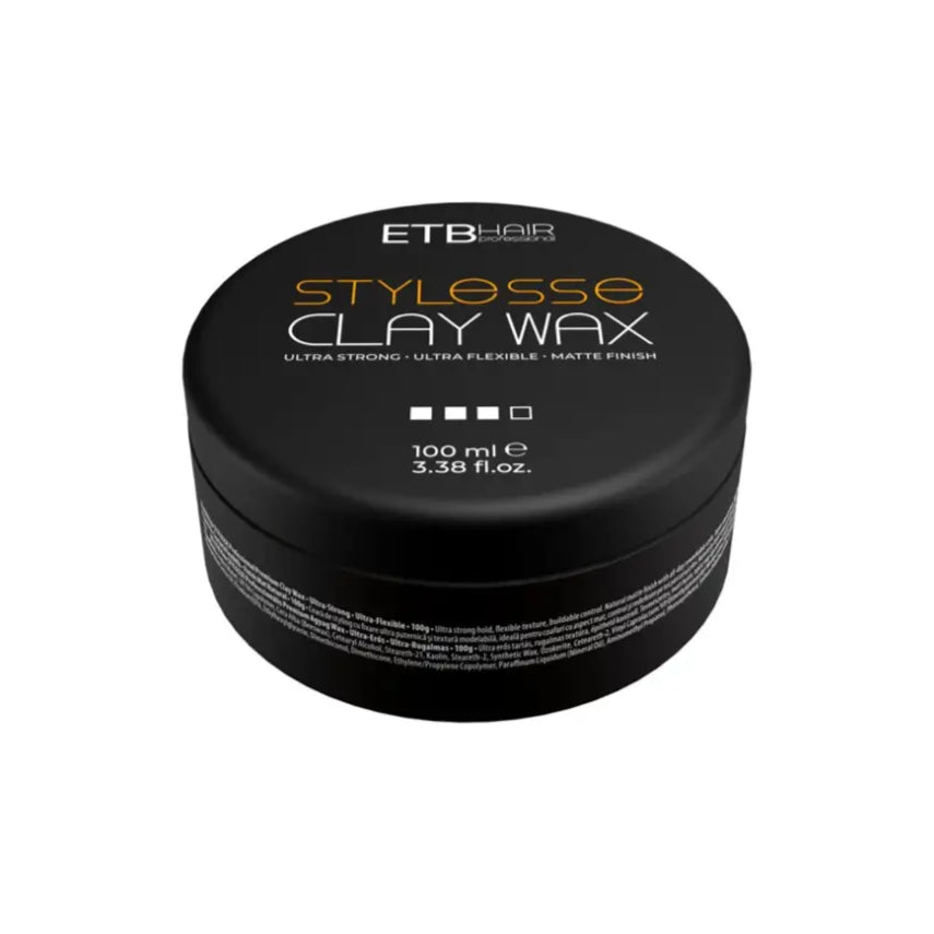 ETB Hair Stylesse Premium Clay Wax – Ceară profesională pentru păr cu fixare ultra-puternică și finish mat 100 ml - Păr