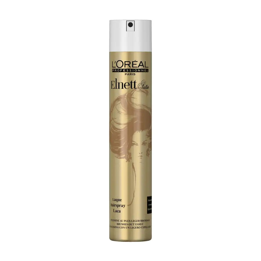 Fixativ Profesional L’Oréal Professionnel Elnett Satin Forte – Fixare Puternică și Protecție Împotriva Umidității 500ml