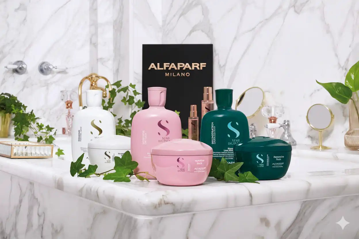 Egy hajápolási termékek gyűjteménye különféle színekben és formákban.