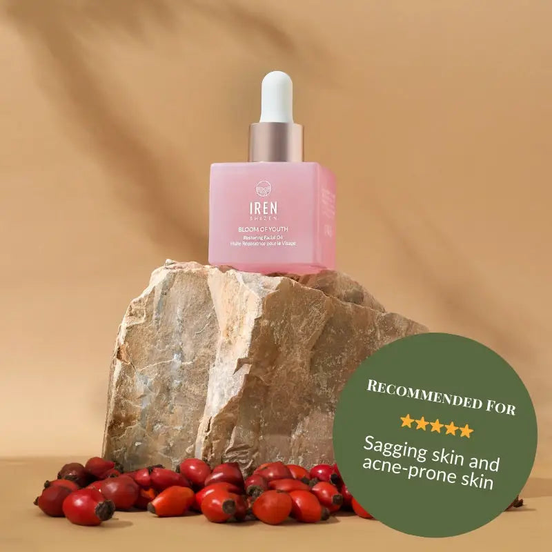 IREN Shizen BLOOM OF YOUTH 30ml – Regeneráló arcolaj csipkebogyóolajjal, 100% természetes, feszes, ragyogó és védett bőrért