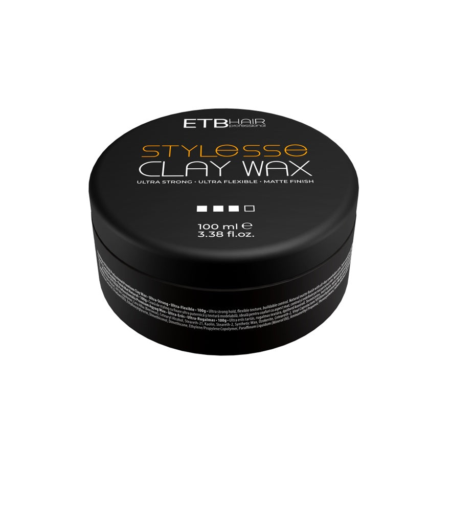 ETB Hair Stylesse Premium Clay Wax – Professzionális agyagos hajviasz ultraerős tartással és matt finissel 100 ml