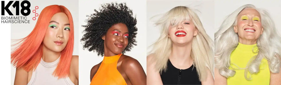 Négy nő, akik különböző hajszíneket és textúrákat mutatnak be.