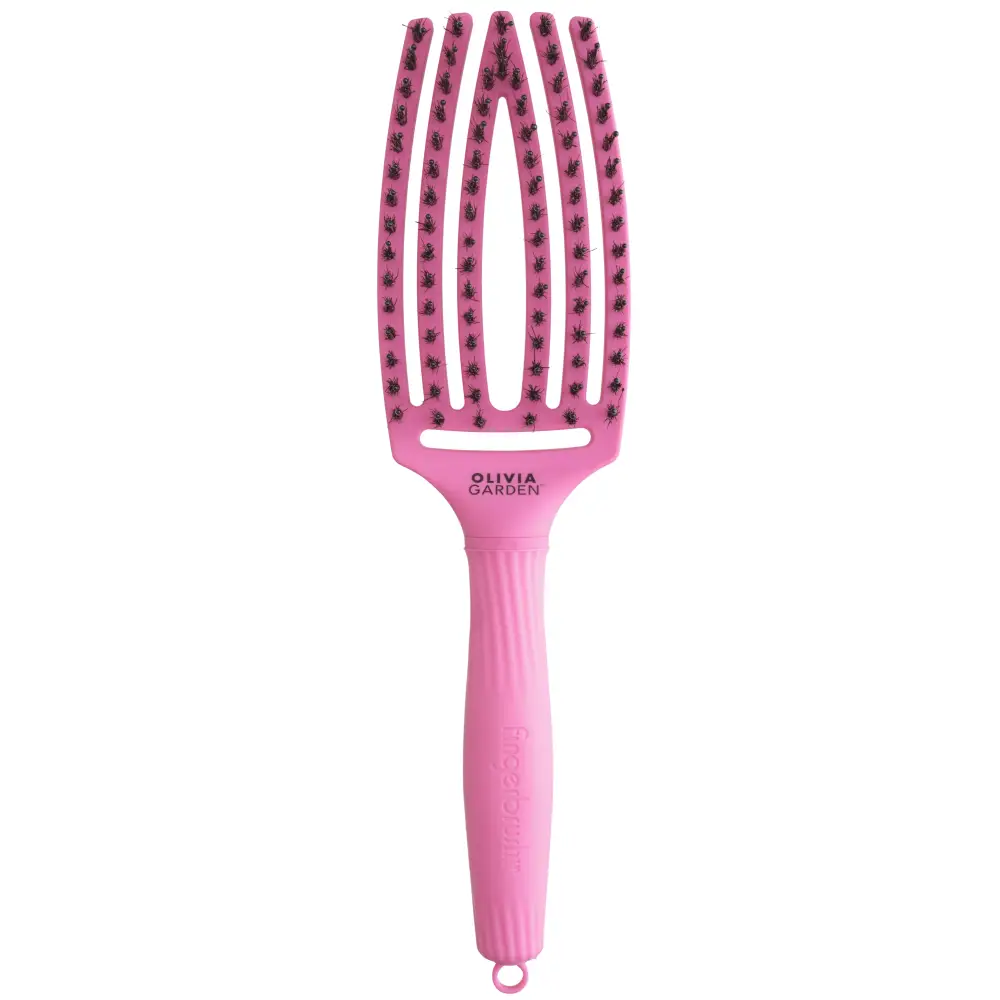 Perie Profesională Din Păr De Mistreț Și Nailon Olivia Garden Fingerbrush Boar&Nylon ThinkPink 2024 Bubble Pink