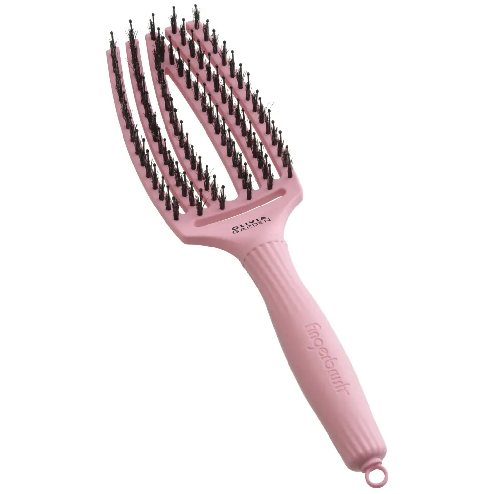 Perie Profesională Din Păr De Mistreț Și Nailon Olivia Garden Fingerbrush Boar&Nylon ThinkPink 2024 Soft Pink