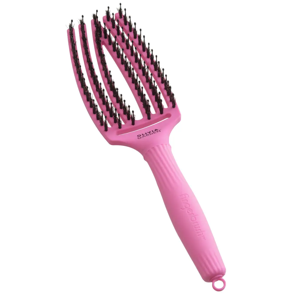 Perie Profesională Din Păr De Mistreț Și Nailon Olivia Garden Fingerbrush Boar&Nylon ThinkPink 2024 Bubble Pink