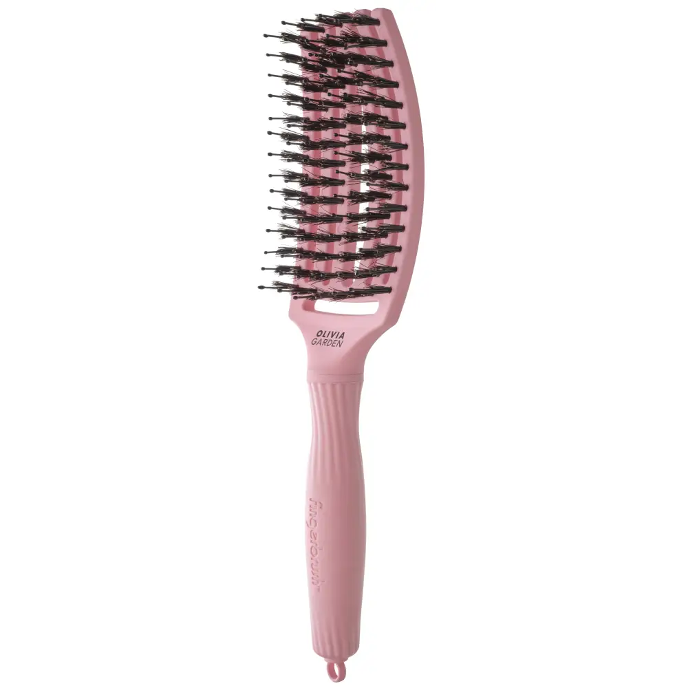 Perie Profesională Din Păr De Mistreț Și Nailon Olivia Garden Fingerbrush Boar&Nylon ThinkPink 2024 Soft Pink