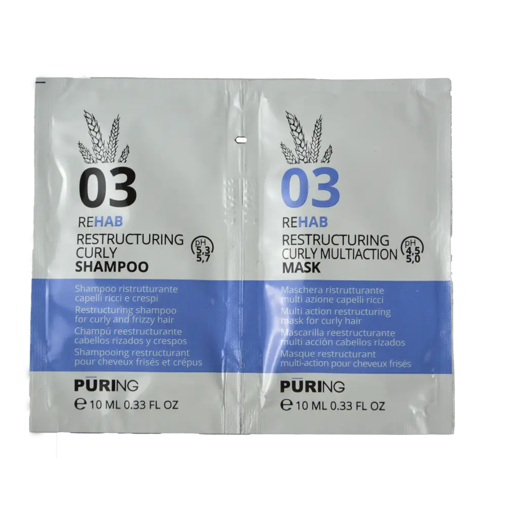 Puring Rehab Restrukturáló Sampon és Balzsam Göndör és Szöszös Hajra 10 ml +10 ml - Minták és Teszterek