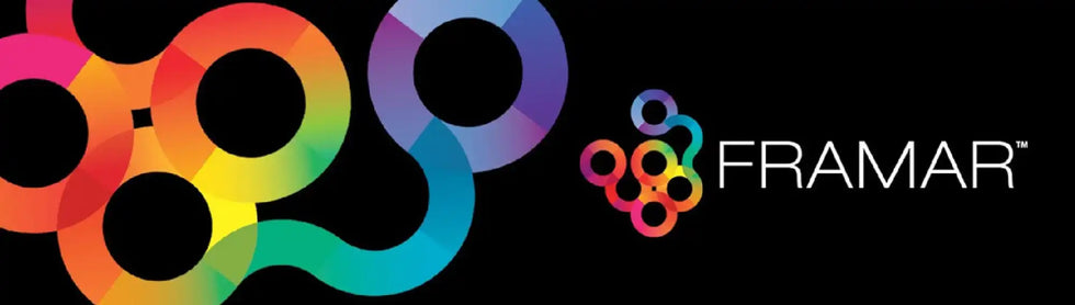 Egy színes, absztrakt logó a Framar számára.