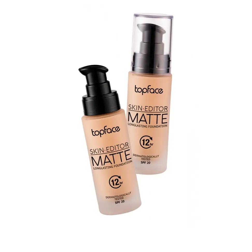 Topface Skin Editor Matte Longlasting Alapozó – 12 Órás Tökéletes Fedés Matt Hatás Könnyű Textúra SPF 20 Védelemmel
