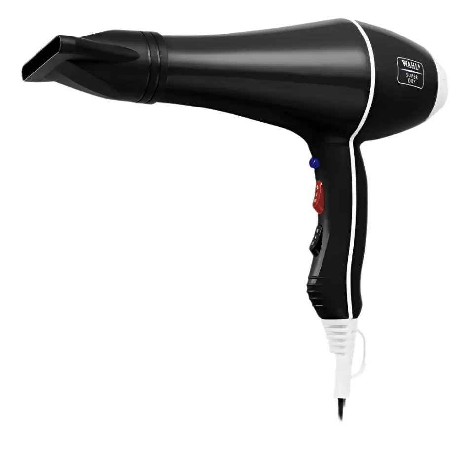 WAHL Super Dry 2000W – Professzionális hajszárító AC motorral és turmalinos technológiával a gyors szárításért extra