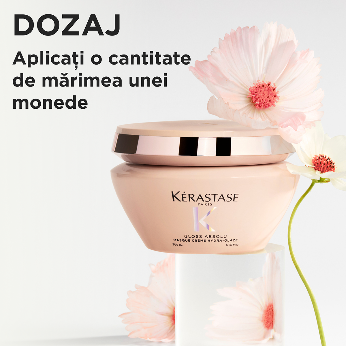 Kérastase Gloss Absolu Masque Crème Hydra‑Glaze – Hidratáló maszk vastag és elektrosztatikus hajra, intenzív fény és puhaság, 200 ml