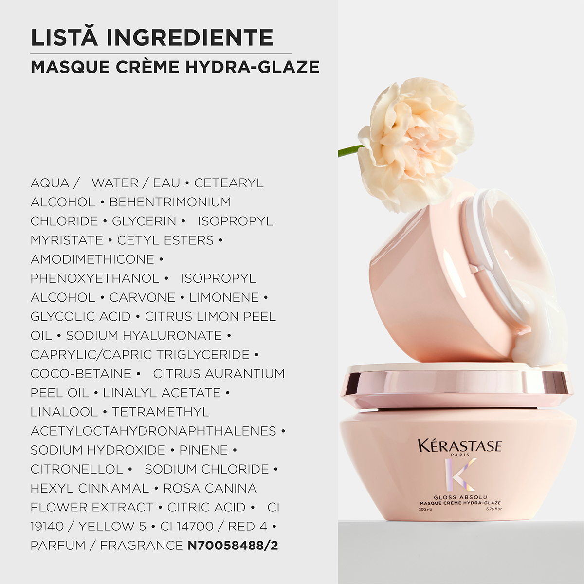 Kérastase Gloss Absolu Masque Crème Hydra‑Glaze – Hidratáló maszk vastag és elektrosztatikus hajra, intenzív fény és puhaság, 200 ml