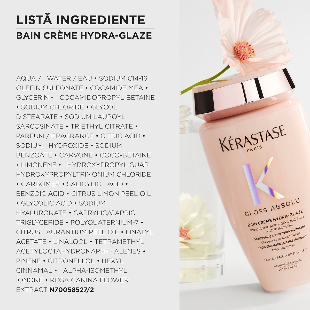 Kérastase Gloss Absolu Bain Crème Hydra-Glaze – Hidratáló sampon vastag és sprőd hajra, szulfátmentes, intenzív fény
