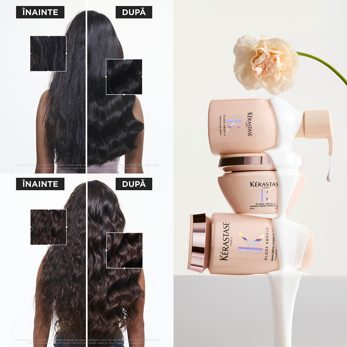 Kérastase Gloss Absolu Bain Crème Hydra-Glaze – Hidratáló sampon vastag és sprőd hajra, szulfátmentes, intenzív fény