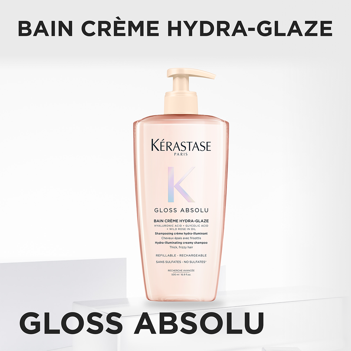Kérastase Gloss Absolu Bain Crème Hydra-Glaze – Hidratáló sampon vastag és sprőd hajra, szulfátmentes, intenzív fény