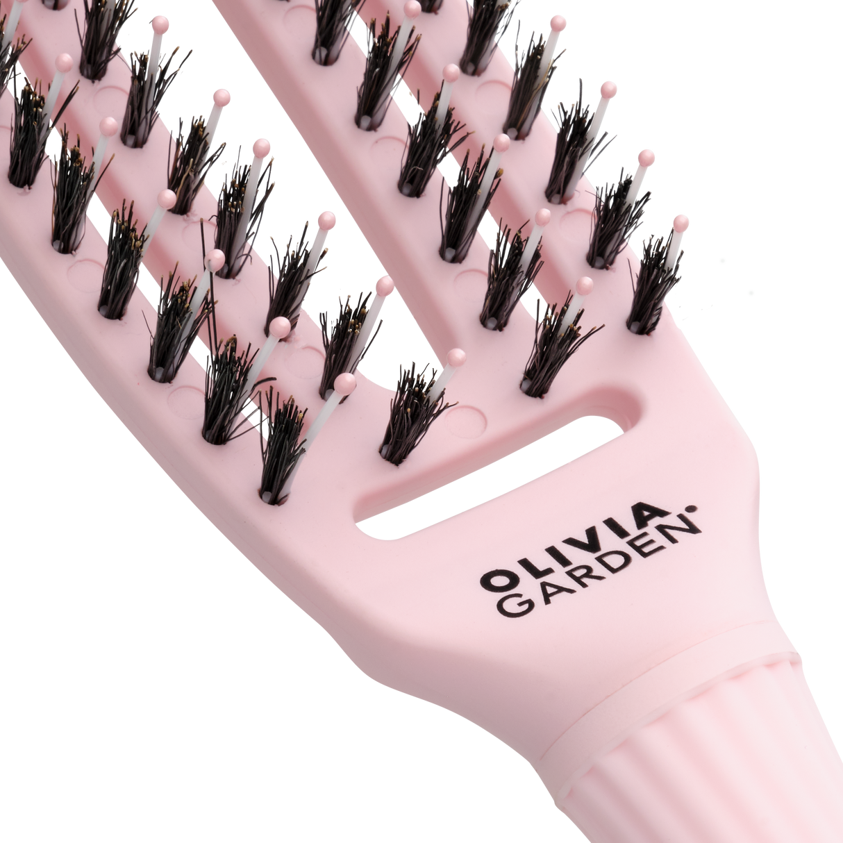 Olivia Garden Fingerbrush Care Iconic Boar & Nylon – Pasztell rózsaszín S – Professzionális fésű a fájdalommentes gubancmentesítéshez és a fényes hajért