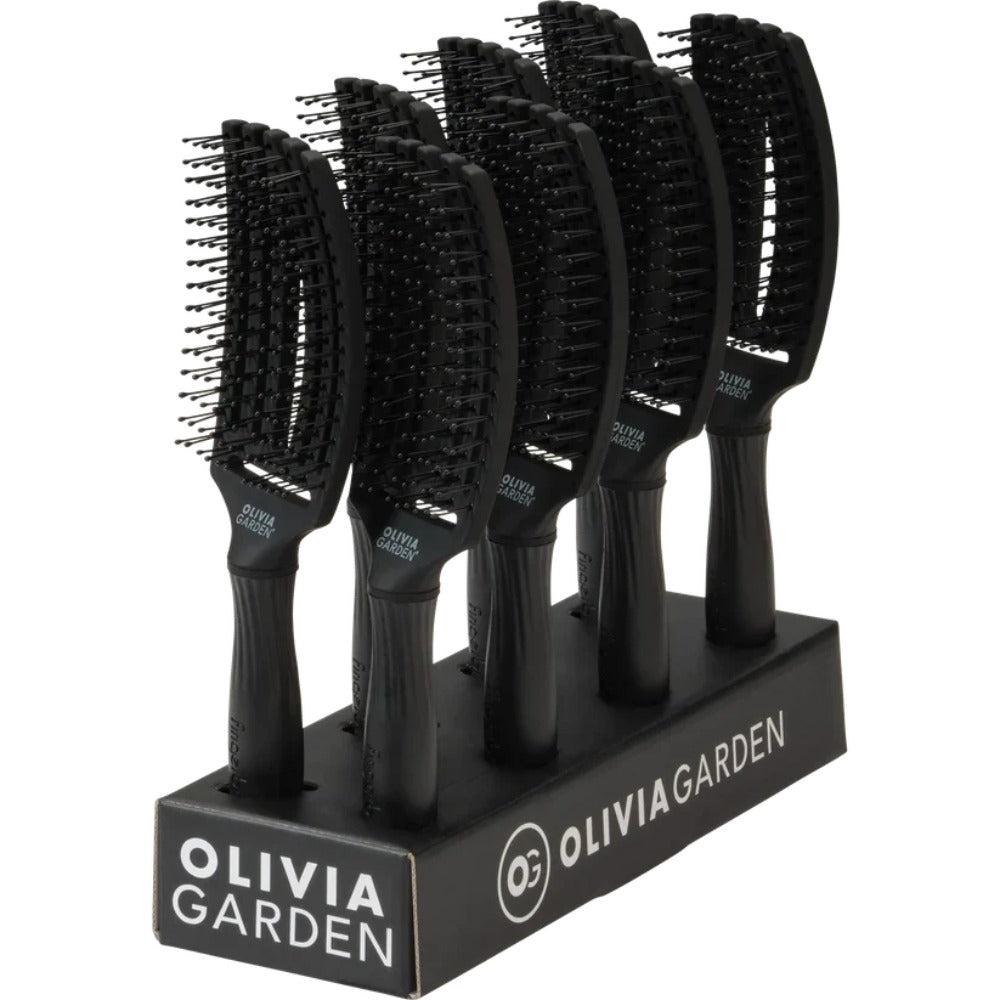 Olivia Garden Fingerbrush Boar & Nylon Black M Display 8 db