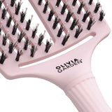 Olivia Garden Fingerbrush Boar & Nylon Pastel Pink – Professzionális Display 12 Hajkefével a Kíméletes Kifésülésért és Természetes Fényért