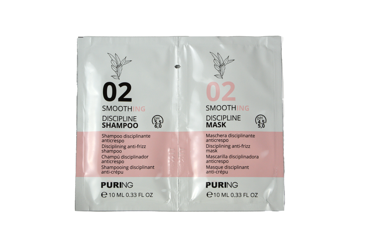 Puring Smoothing Fegyelmező Sampon és Hajmaszk Göndör és Szöszös Hajra 10+10 ml