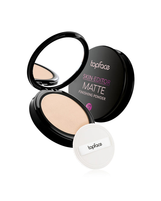 Topface Skin Editor Matte Finishing Kompakt Púder – Mattított Arc, Hibátlan Felület és Hosszan Tartó Fedés