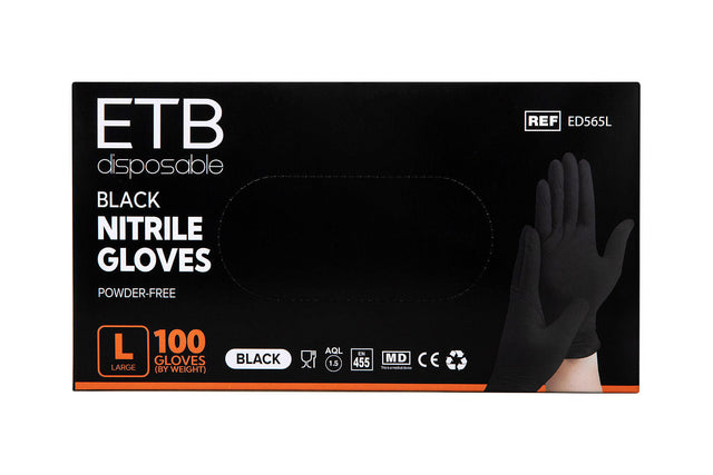 ETB Disposable Mănuși Nitril Negru L 100 buc