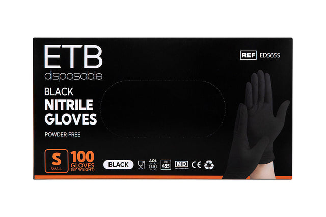 ETB Disposable Mănuși Nitril Negru S 100 buc