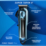 Wahl Super Taper X™ – Professzionális hajvágógép rotációs motorral és T-alakú pengével, 100 perc üzemidő