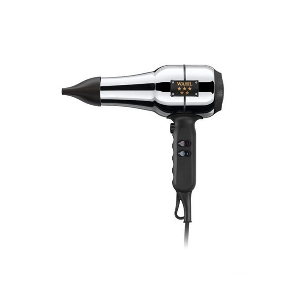 Wahl Barber professzionális hajszárító, 2200W, iontechnológiával és retro króm dizájnnal, nagy teljesítmény, szalonba vagy otthoni használatra, ÚJRACSOMAGOLT