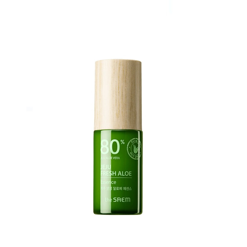 THE SAEM Jeju Fresh Aloe Essence 30ml – Esență cu 80% Aloe Vera pentru Hidratare Intensă, Calmarea Roșeții și Regenerarea Tenului Sensibil