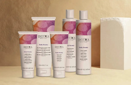 Biodora testápoló szépségápolási készlet élénk rózsaszín és narancssárga csomagolással.