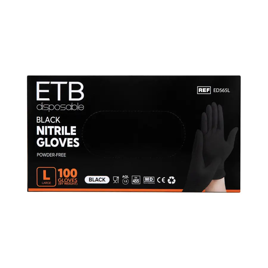 ETB Hair Fekete nitrilkesztyű L 100 db